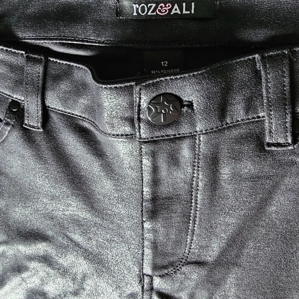 ROZ & Ali Women's Knit Legging Pants Shiny Jean Style Skinny sz 12 - Picture 3 of 9